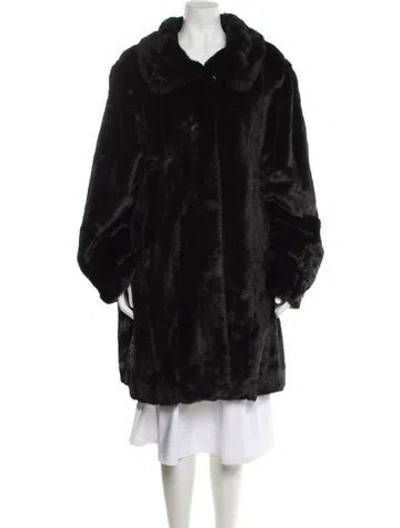 Pre-owned Dennis By Dennis Basso Faux Fur Coat In Black