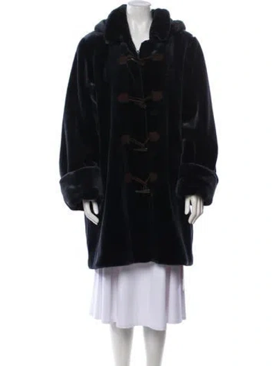 Pre-owned Dennis By Dennis Basso Faux Fur Coat In Black