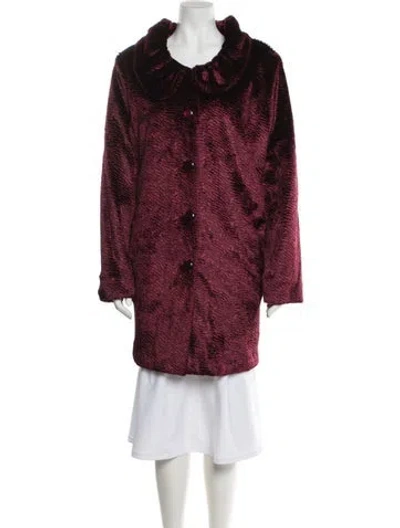 Pre-owned Dennis By Dennis Basso Faux Fur Coat In Burgundy