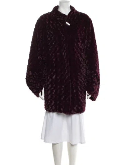 Pre-owned Dennis By Dennis Basso Faux Fur Coat In Burgundy