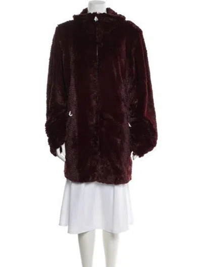 Pre-owned Dennis By Dennis Basso Faux Fur Coat In Burgundy