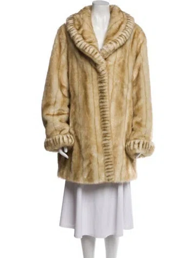 Pre-owned Dennis By Dennis Basso Faux Fur Coat In Neutral