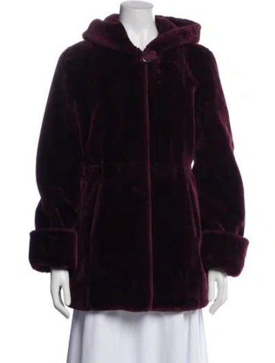 Pre-owned Dennis By Dennis Basso Faux Fur Coat In Purple