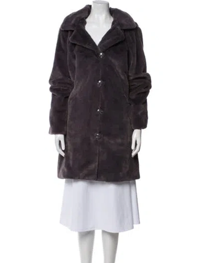 Pre-owned Dennis By Dennis Basso Faux Fur Faux Fur Coat In Gray
