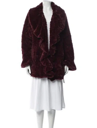 Pre-owned Dennis By Dennis Basso Faux Fur Faux Fur Jacket In Burgundy