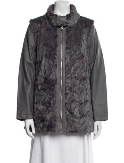 Pre-owned Dennis By Dennis Basso Faux Fur Jacket In Gray