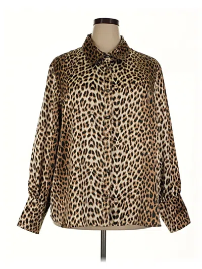 Pre-owned Dennis By Dennis Basso Long Sleeve Blouse In Brown