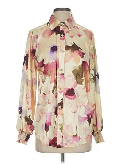 Pre-owned Dennis By Dennis Basso Long Sleeve Blouse In Ivory