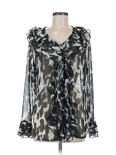 Pre-owned Dennis By Dennis Basso Long Sleeve Blouse In Silver