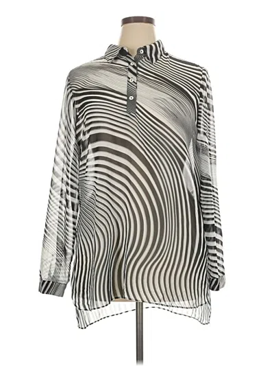 Pre-owned Dennis By Dennis Basso Long Sleeve Blouse In Silver