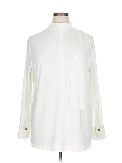 Pre-owned Dennis By Dennis Basso Long Sleeve Blouse In White