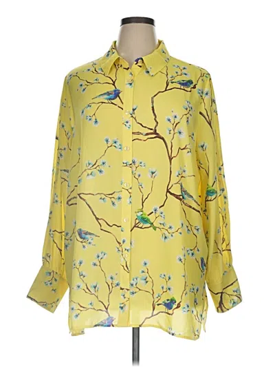 Pre-owned Dennis By Dennis Basso Long Sleeve Blouse In Yellow