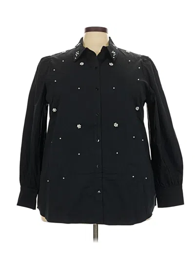 Pre-owned Dennis By Dennis Basso Long Sleeve Button Down Shirt In Black