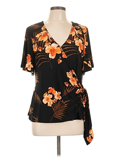 Pre-owned Dennis By Dennis Basso Long Sleeve Top Black Argyle Pattern Boatneck Tops