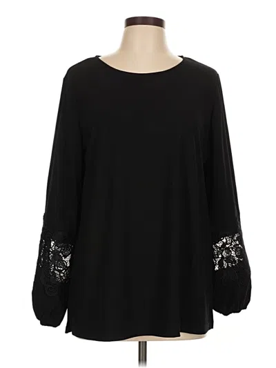 Pre-owned Dennis By Dennis Basso Long Sleeve Top Black Boatneck Tops