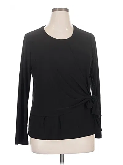 Pre-owned Dennis By Dennis Basso Long Sleeve Top Black Crew Neck Tops