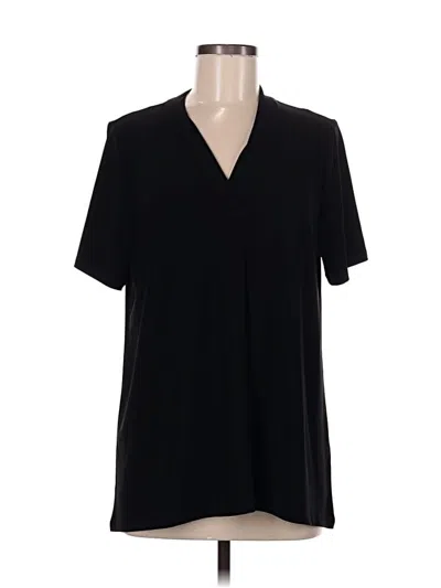 Pre-owned Dennis By Dennis Basso Short Sleeve Blouse In Black