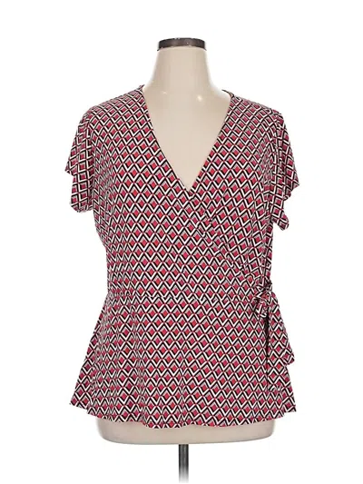Pre-owned Dennis By Dennis Basso Short Sleeve Blouse In Red