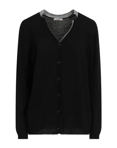 Denny Cashmere Woman Cardigan Black Size 16 Merino Wool, Viscose, Polyamide, Cashmere