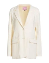 Denny Rose Woman Blazer Cream Size 10 Polyamide, Viscose, Elastane