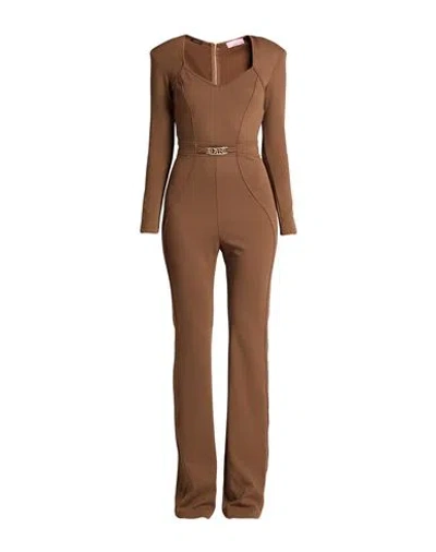 Denny Rose Woman Jumpsuit Brown Size 6 Polyamide, Elastane