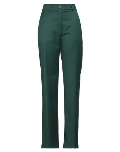 Denny Rose Woman Pants Dark Green Size 10 Polyester, Viscose, Elastane