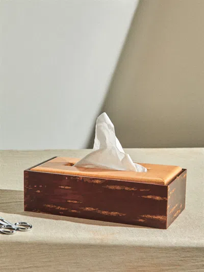 Denshiro Cherry Bark Tissue Box In Brown