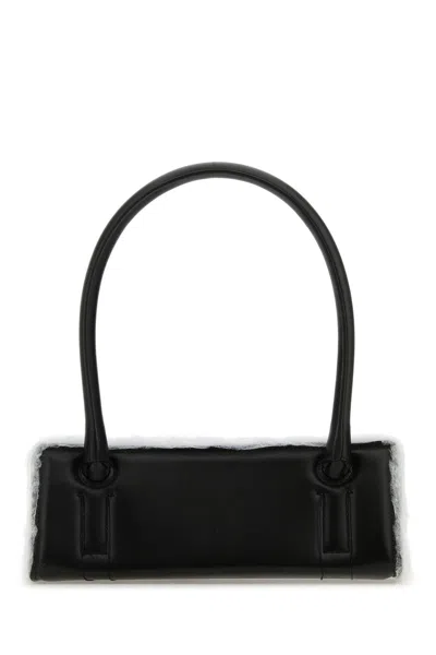 DENTRO BLACK LEATHER RADAR SHOULDER BAG