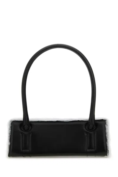 DENTRO DENTRO BLACK LEATHER RADAR SHOULDER BAG