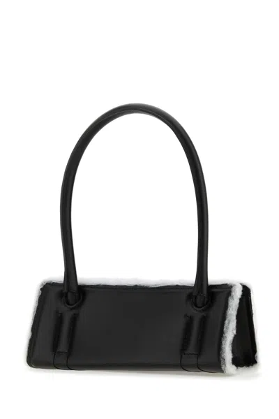 DENTRO BLACK LEATHER RADAR SHOULDER BAG