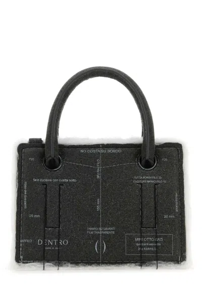 Dentro Grey Leather Mini Otto Handbag In Black