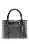 Dentro Mini Leather Handbag With Silver Finishing In Grey