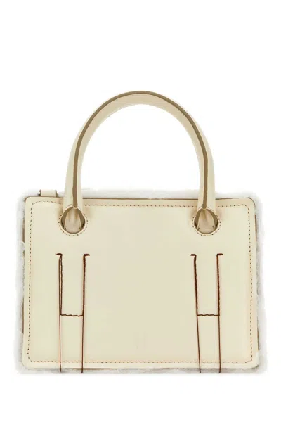 Dentro Ivory Leather Mini Otto Handbag In Neutral