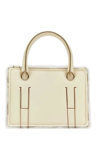 Dentro Ivory Leather Mini Otto Handbag In White