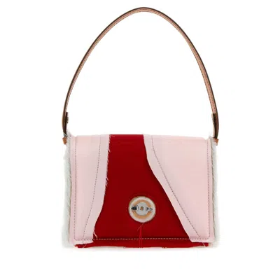 Dentro Multicolor Satin And Leather Mirim Handbag In Pink