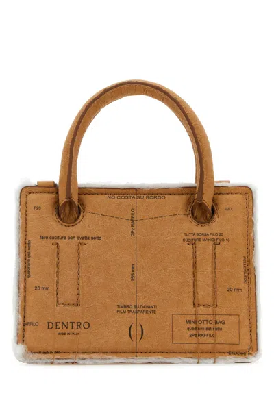 Dentro Printed Paper Mini Otto Paper Handbag In Brown