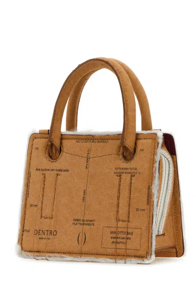Dentro Printed Paper Mini Otto Paper Handbag In Brown