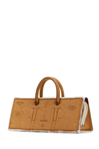 Dentro Printed Paper Otto Paper Handbag In Brown