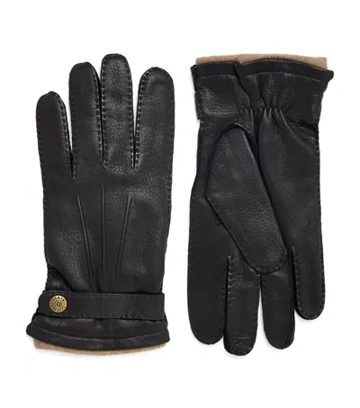 Dents Deerskin-cashmere Gloucester Gloves In Black