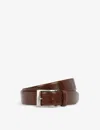 Dents Logo-engraved Leather Belt In Gloss Mid Brown