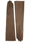 Dents Mia Leather Long Gloves In Brown