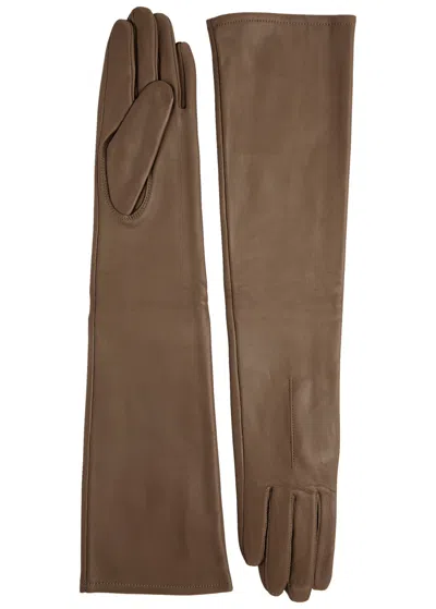 Dents Mia Leather Long Gloves In Brown