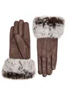 Dents Sarah Faux Fur-trimmed Leather Gloves In Brown
