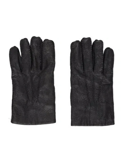 Pre-owned Dents Solid Leather Gloves In Black