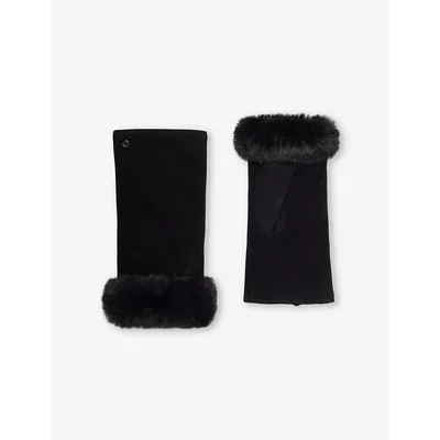 Dents Womens Black Eva Fingerless Leather Gloves