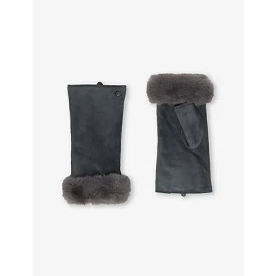 Dents Womens  Eva Fingerless Leather Gloves In Charcoal