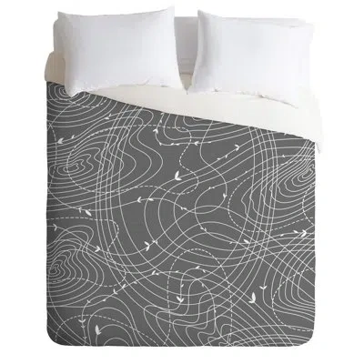 Deny Designs Abolina The Tangled Web Single Duvet Cover In Gray,white