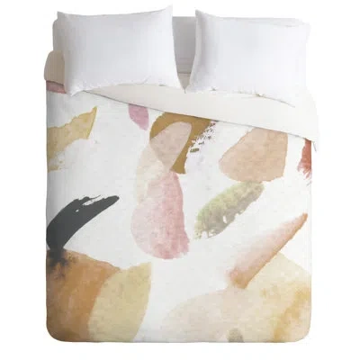 Deny Designs Abstract Duvet Cover In White,beige