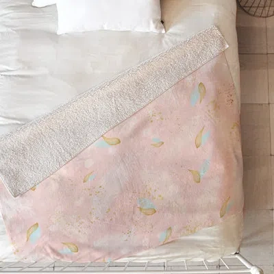 Deny Designs Abstract Painting With Feather Strokes Blanket In Pink