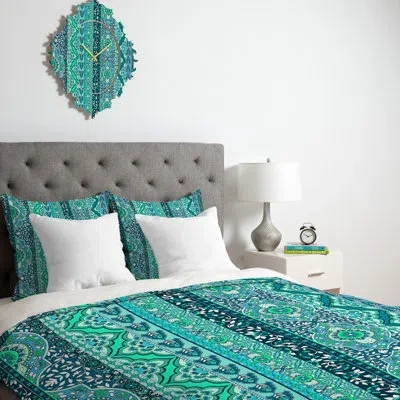 Deny Designs Aimee St Hill Stripe Duvet Cover Set In Mint